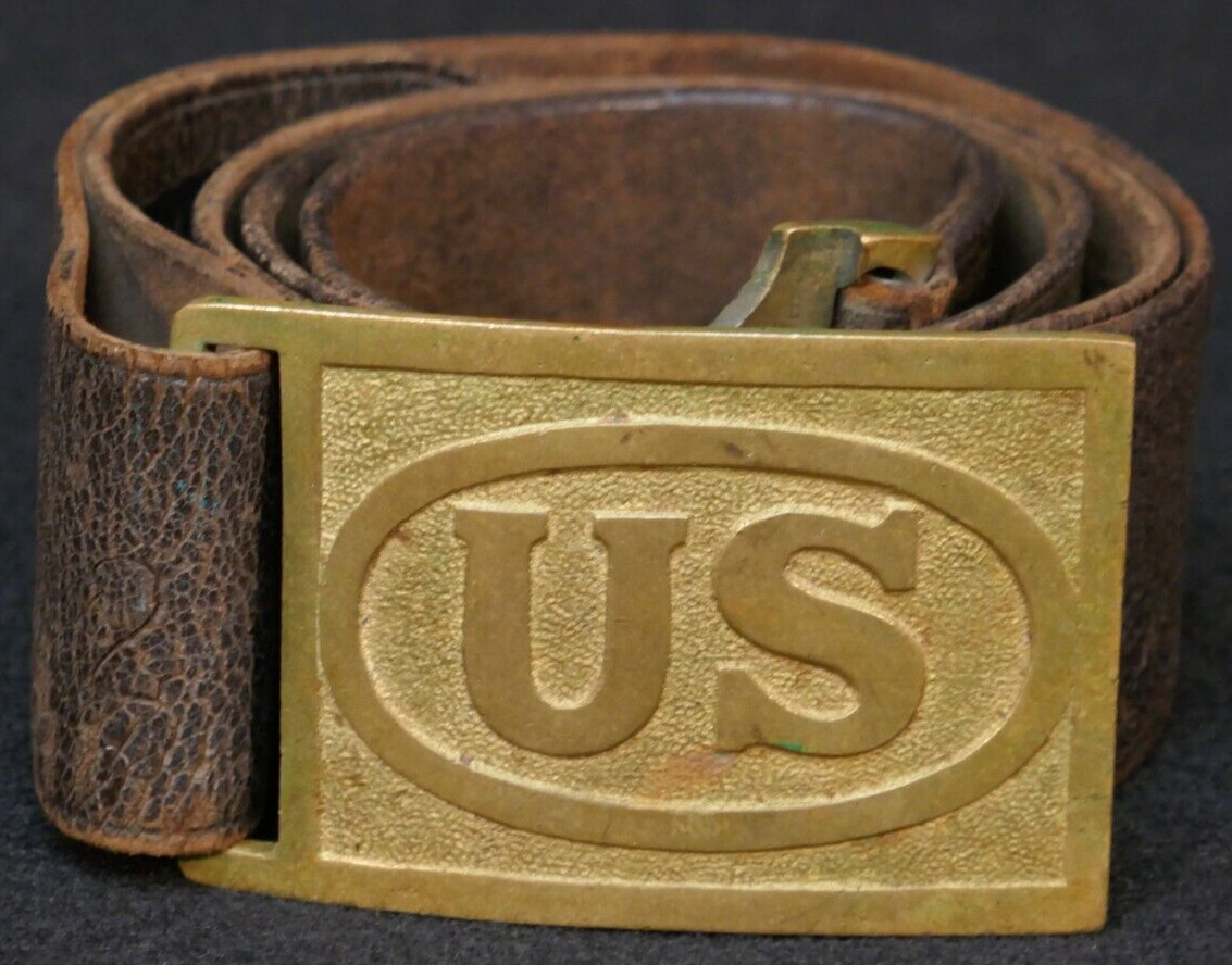 Indian Wars US Army Pattern 1874 Leather Belt & U.S. Brass Buckle 'Hallmarked'