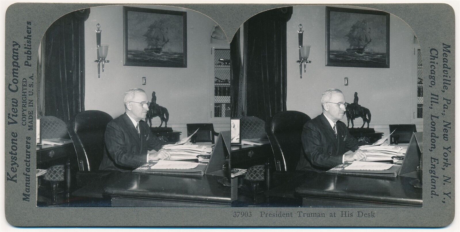 PRESIDENT SV - Harry S. Truman at Desk 1940s - SCARCE VIEW