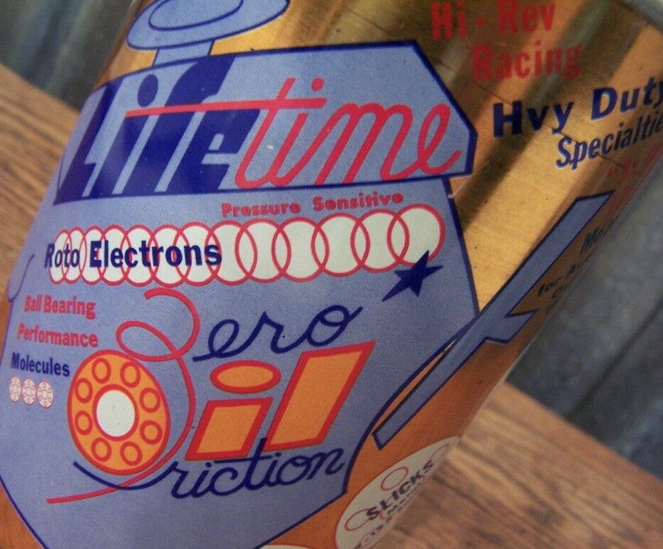 Vintage 1970s LifeTime Zero Friction Motor Oil/Full Quart Synthetic in Metal Can