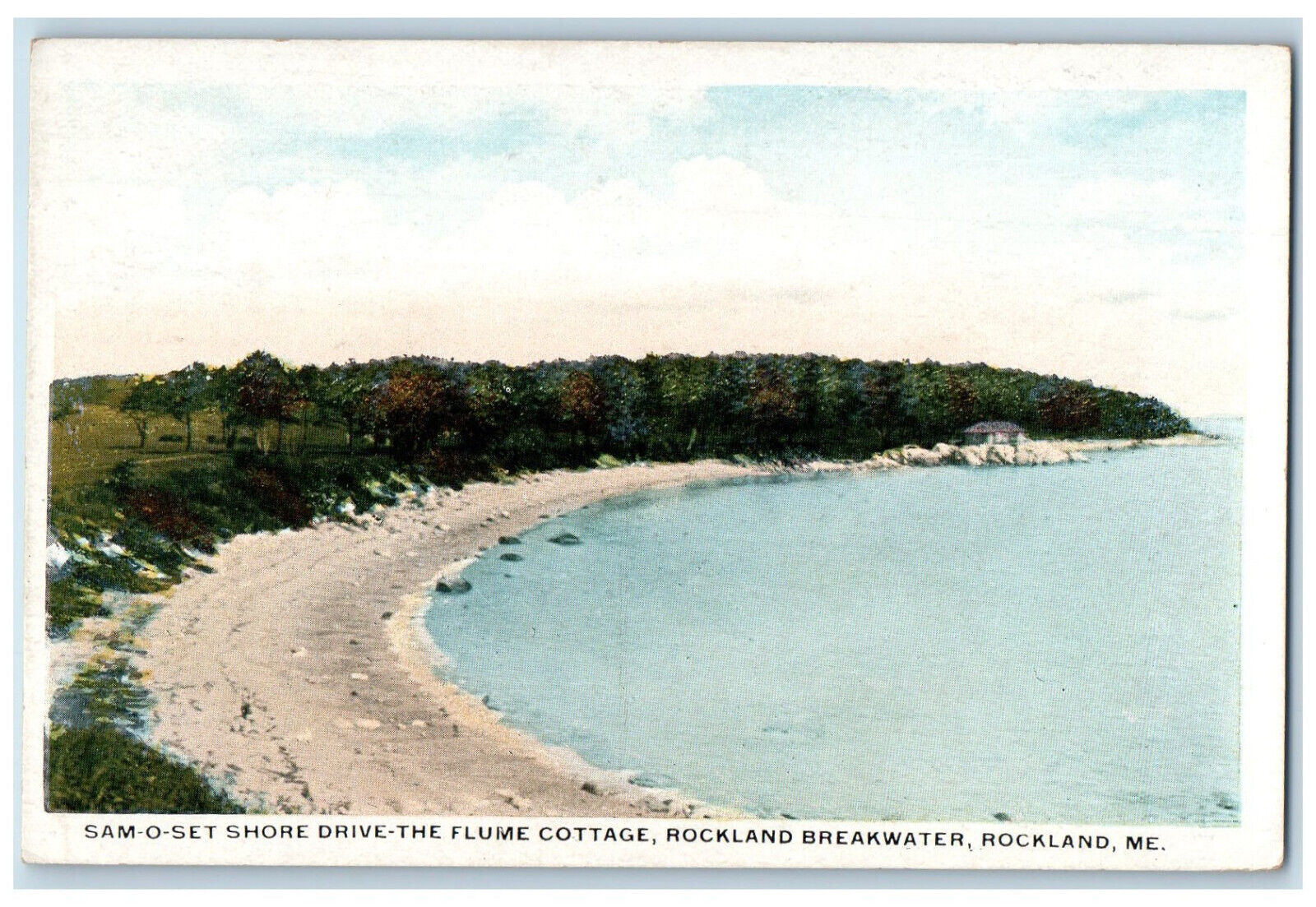 c1920\'s Sam-o-set Shore Drive-The Flume Cottage, Rockland Breakwater ME Postcard