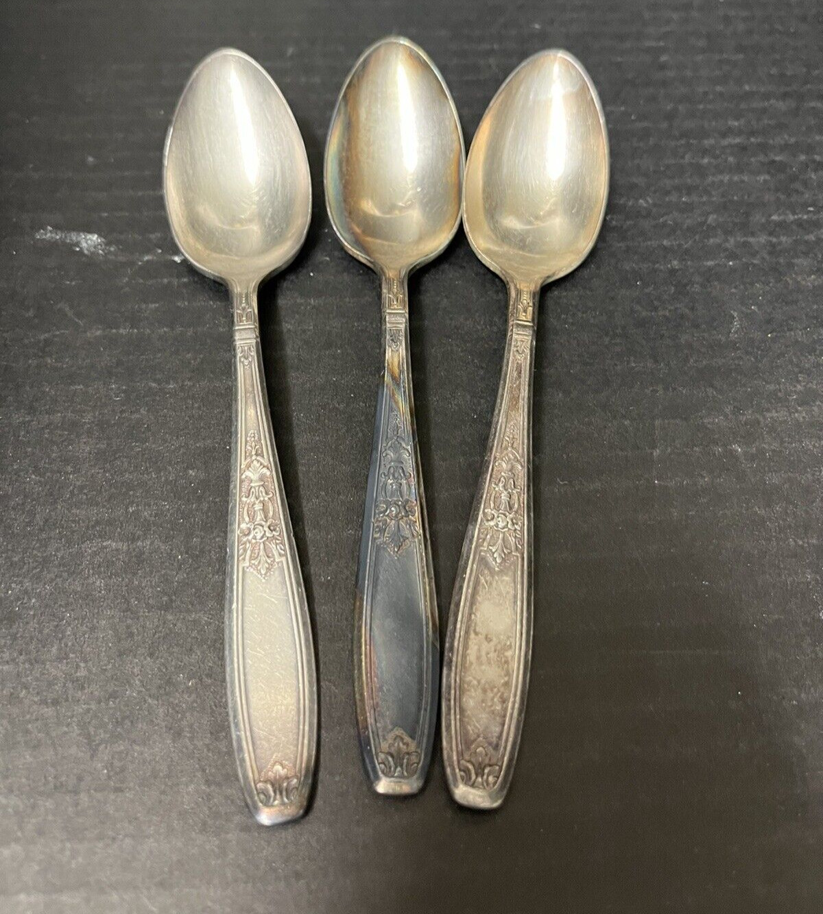 1847 Rogers Bros Silver Plate Lot of 3 Teaspoons 6 inches Long Vintage