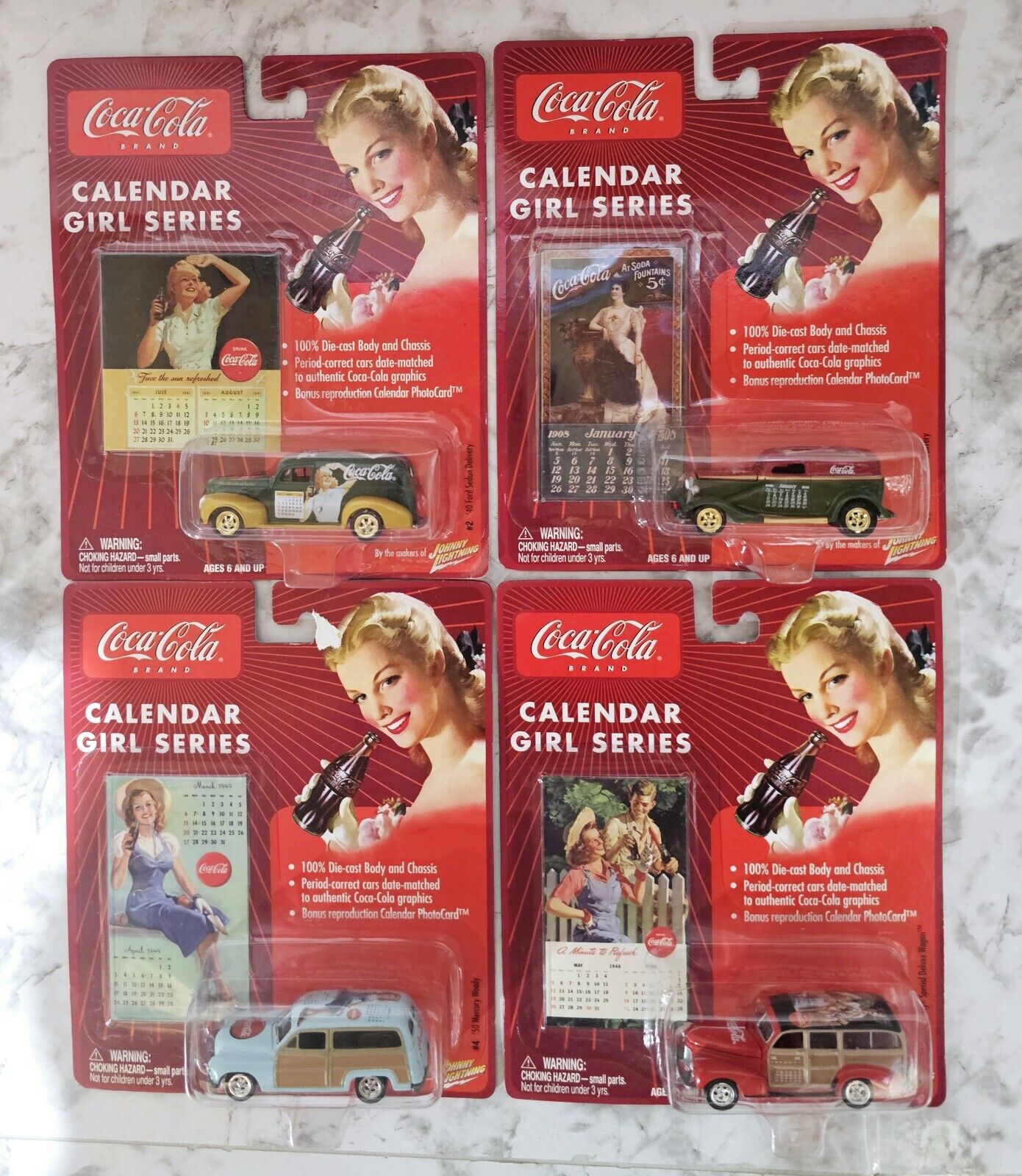 Johnny Lightning Coca-Cola Calendar Girl Series Lot Of 4 #2 #4 #6 #11 NEW