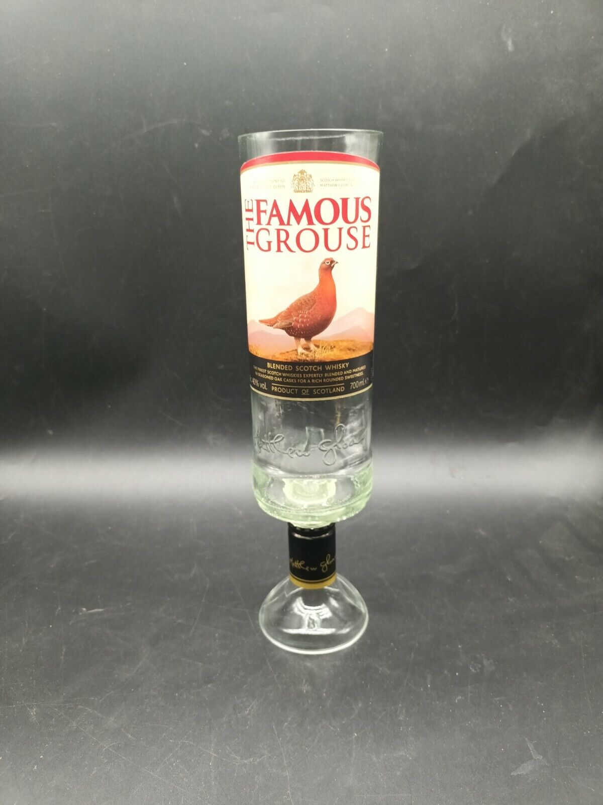 Upcycled Famous Grouse Whisky Bottle Vase Or Glass Unusual man cave large 29cm