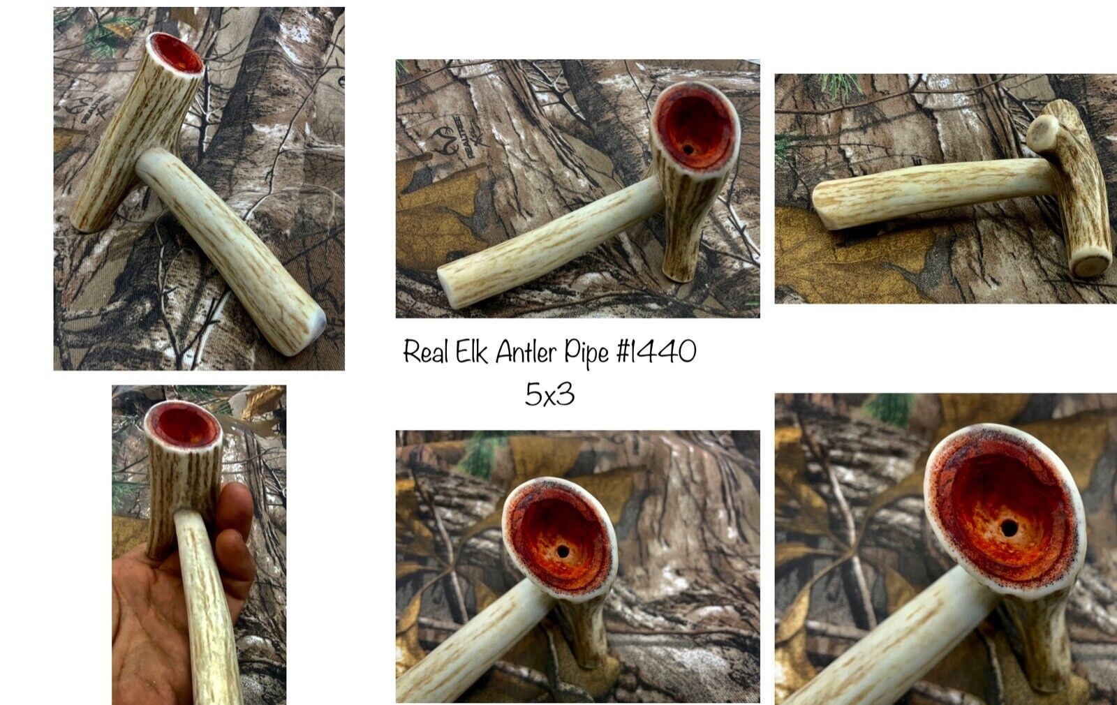 Handcrafted Real Elk Antler pipe with “Liquid Meerschaum” Bowl #1440