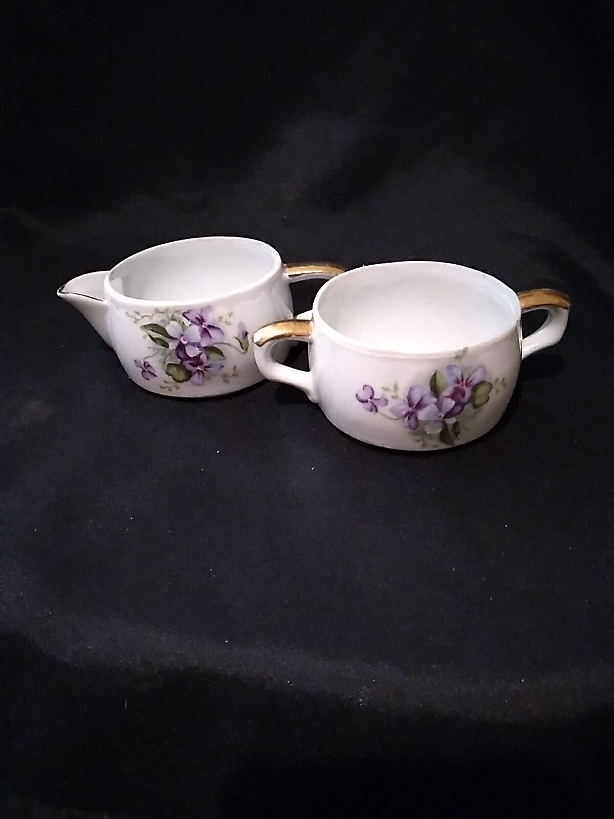 Creamer And Sugar With Violets