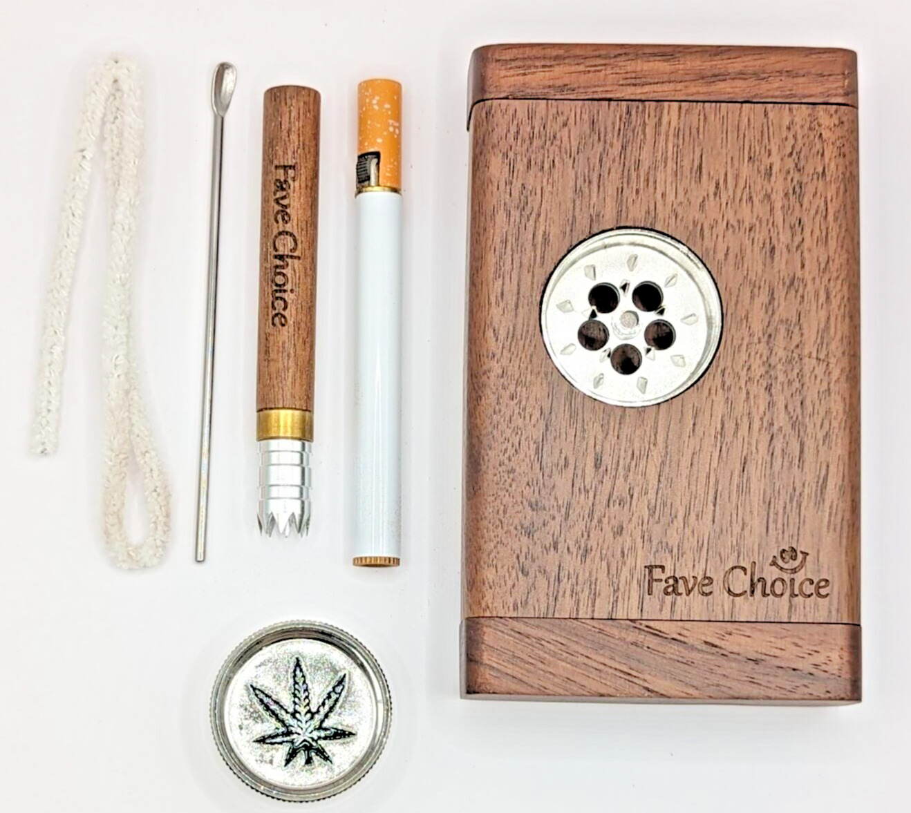 One Hitter 1 Hitter Dugout SET W/ GRINDER, LIGHTER, 2StorageUnits, 2PipeCleaners