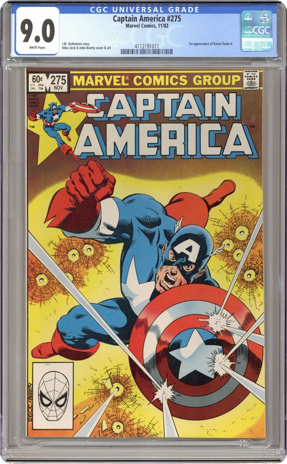 Captain America #275 CGC 9.0 1982 4112191011 1st app. Second Baron Zemo