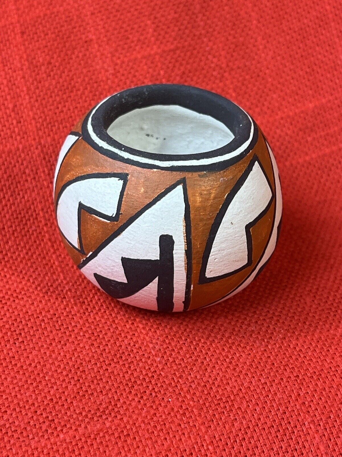 Pottery Acoma Mini Hand Painted Native American Pot - Signed GP 1 Inch