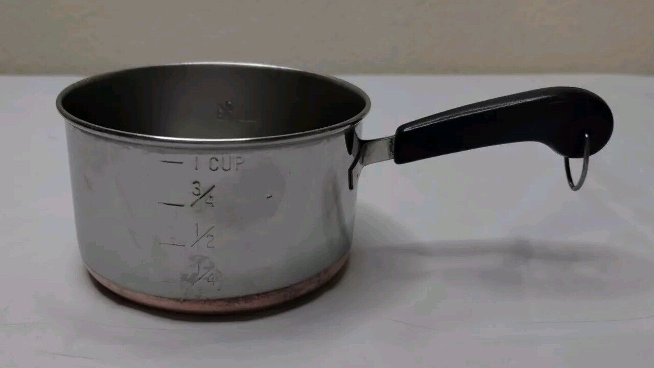 Revere Ware Copper Bottom Stainless Steel Butter Melting Pot 1 Cup Measuring