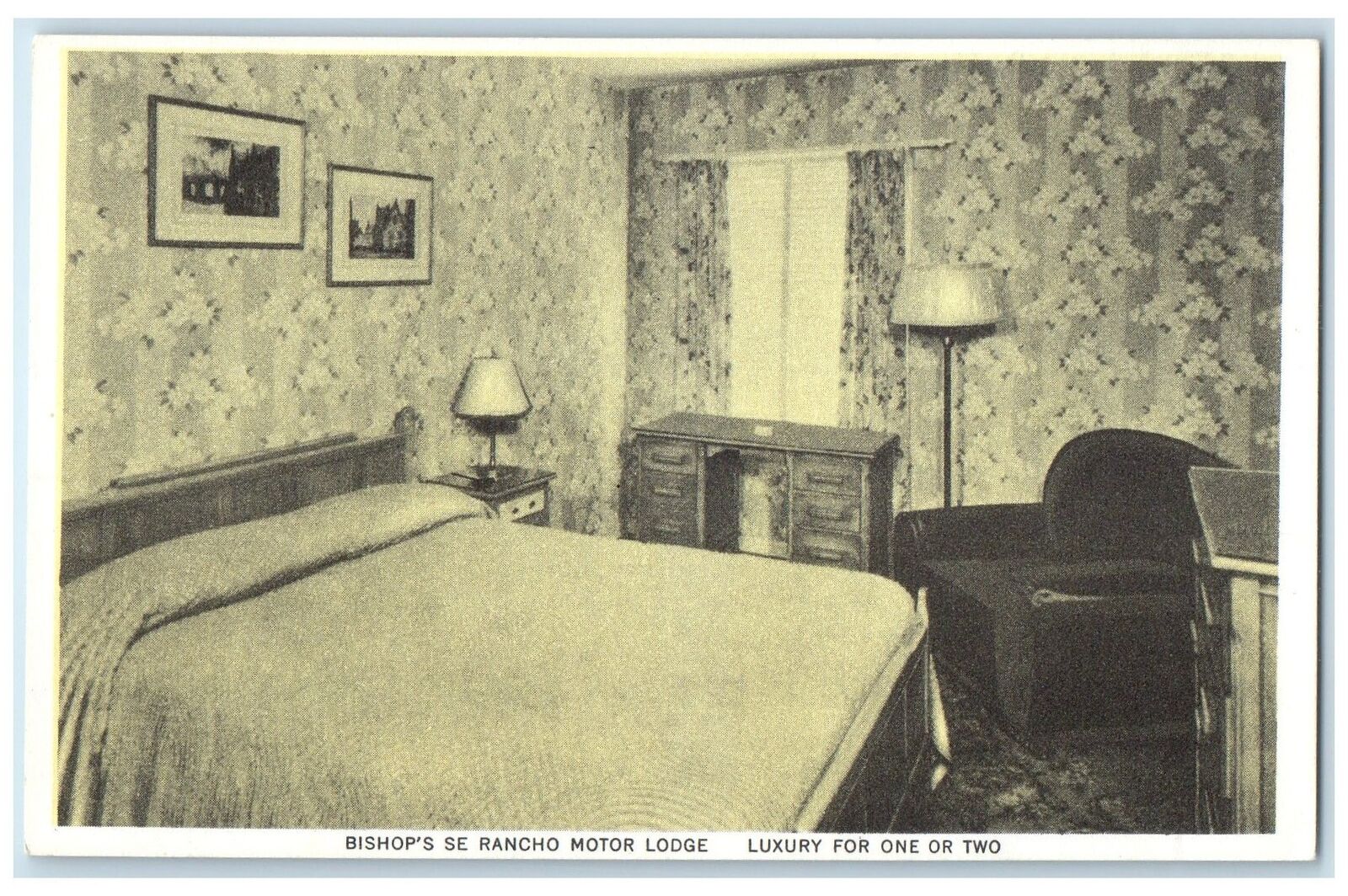 c1920\'s Bishop\'s Se Rancho Motor Lodge Bed Room Salt Lake City Utah UT Postcard