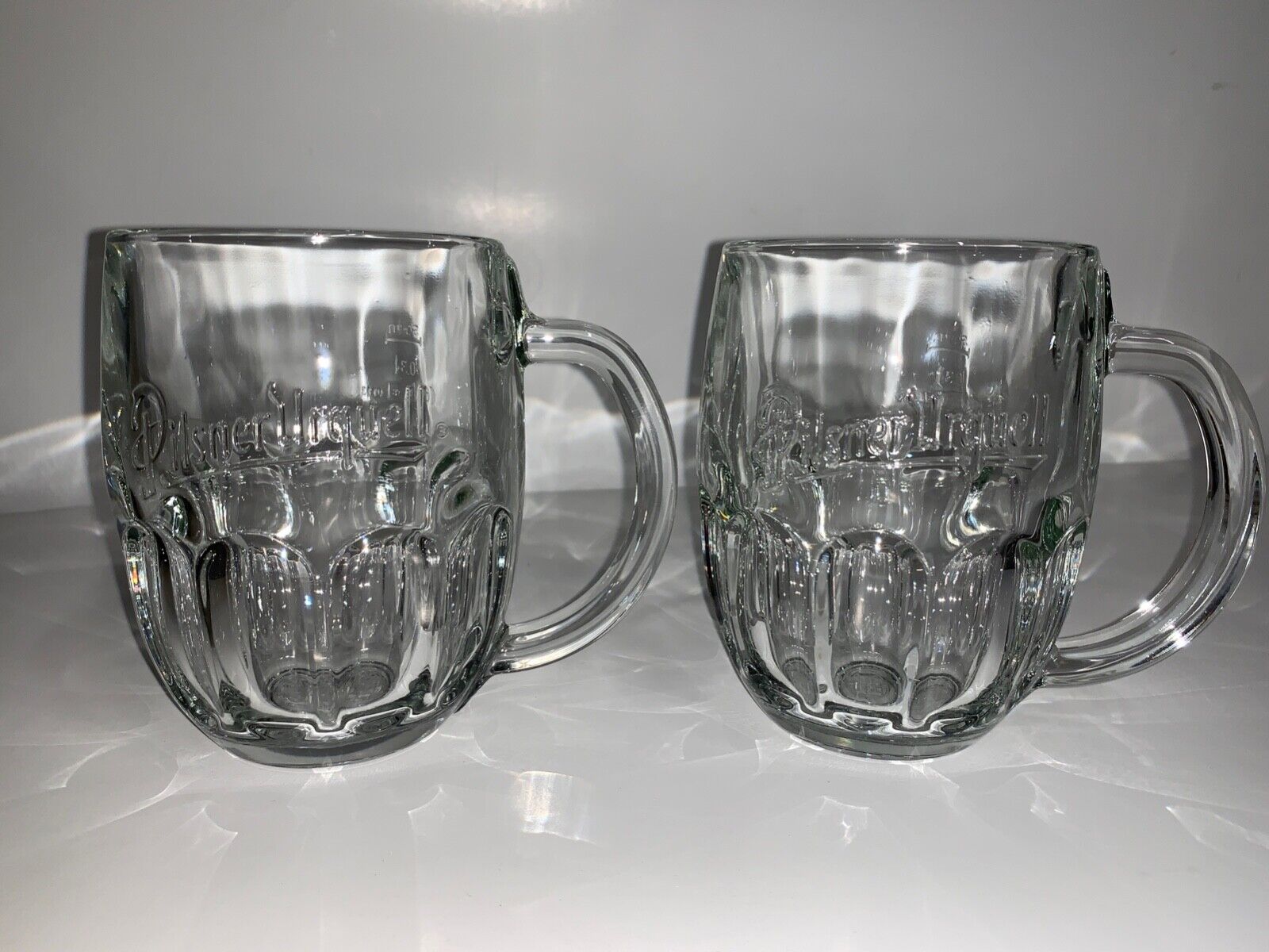 Pilsner Urquell Glass Beer Mugs .3 liter Set of 2 Brand New RARE