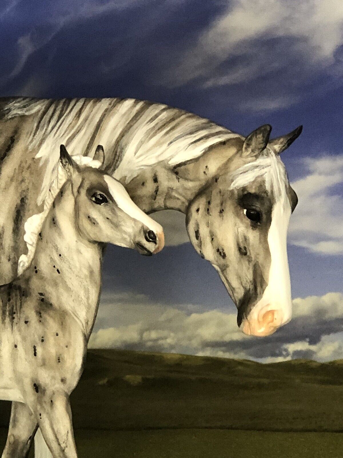 OOAK Breyer cm Custom Horses QH Mare & Foal Gorgeous Gray Brindles by D.Williams