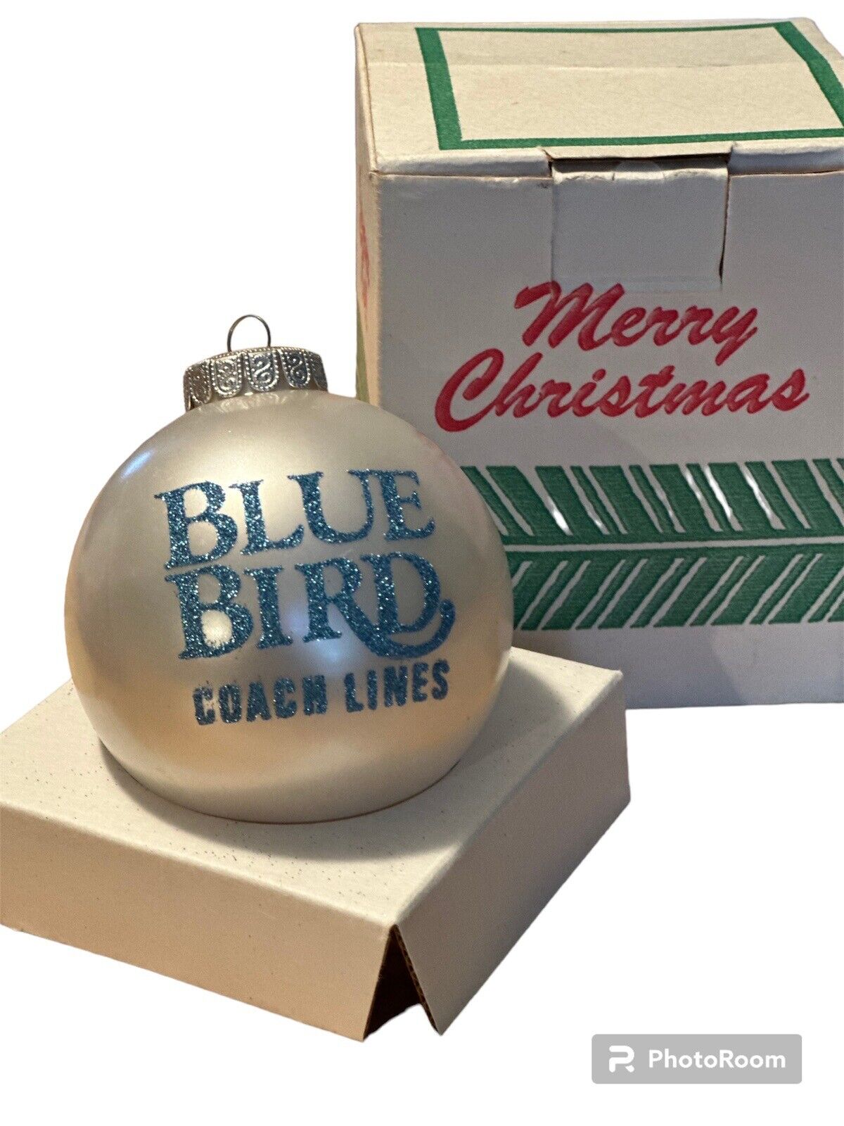 Vintage Blue Bird Coach Lines Bus Transportation Christmas Ornament Barcana