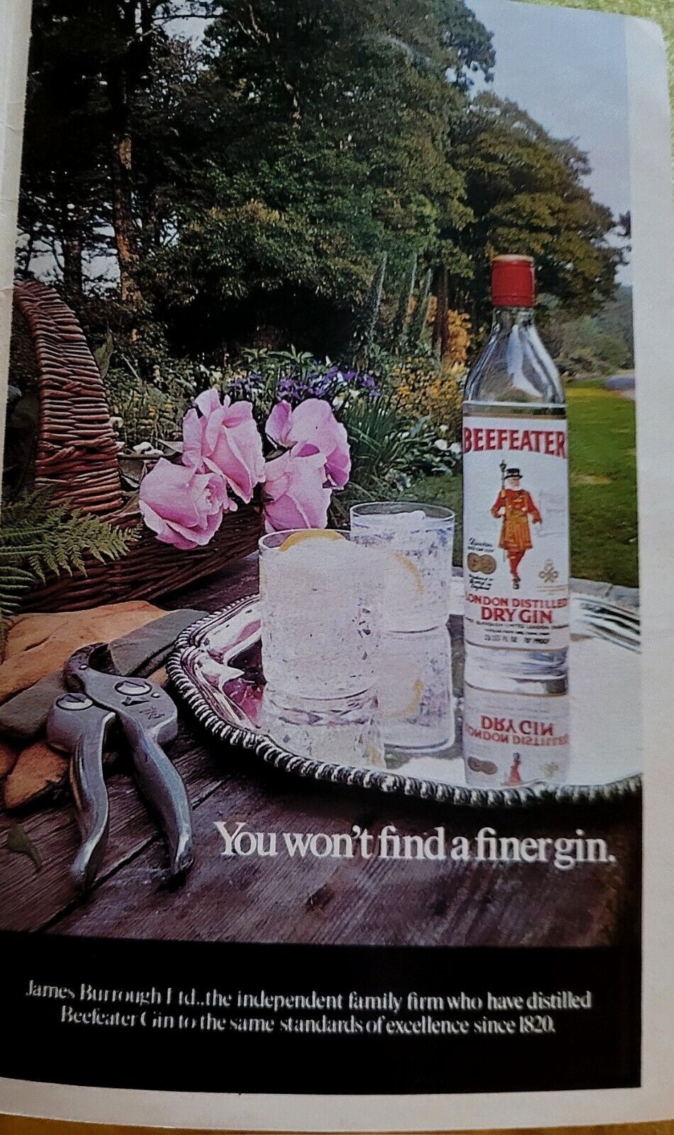 VINTAGE BEEFEATER GIN ADVERTISEMENT FROM 1978