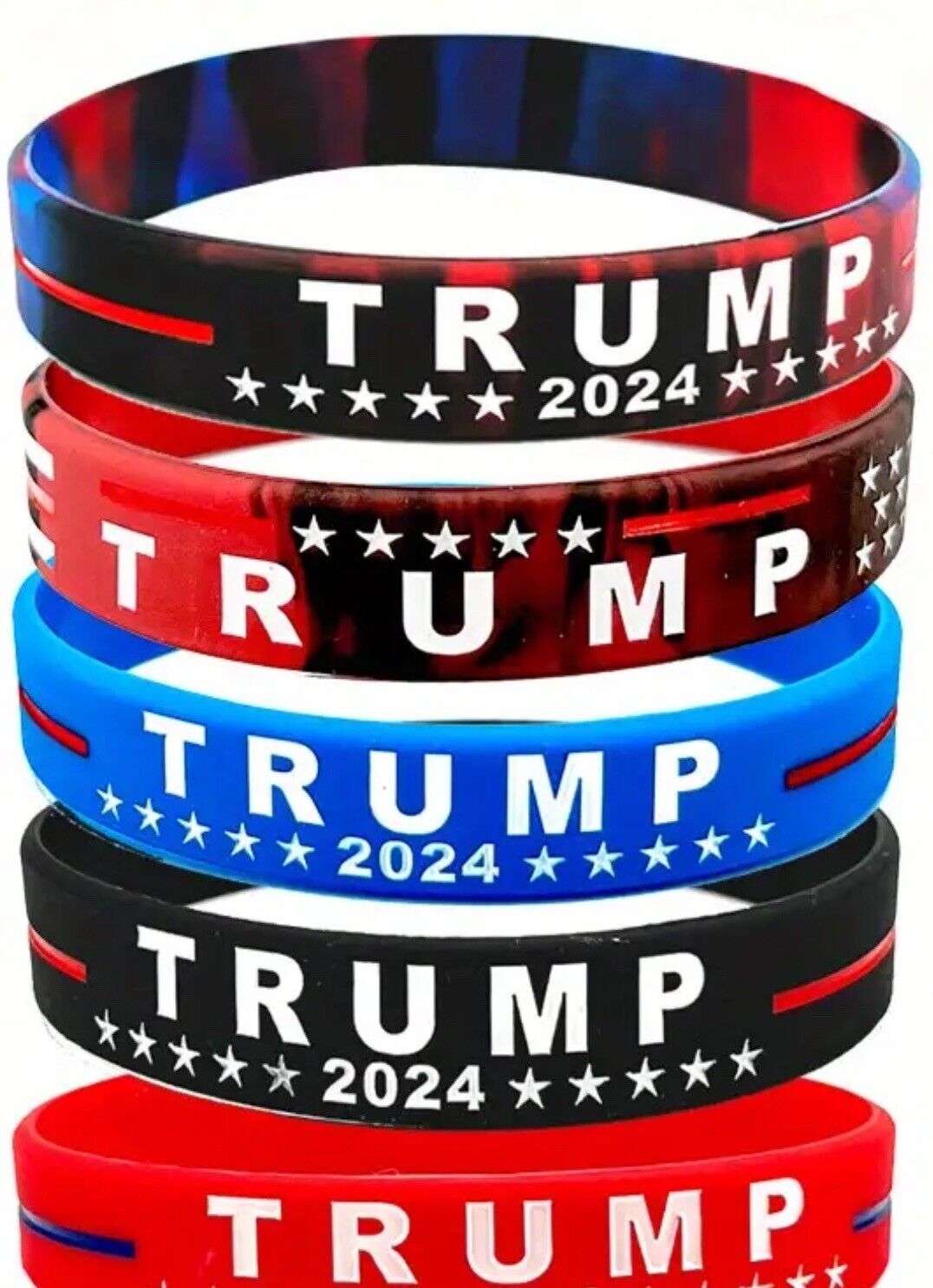 5 Piece Patriotic Silicone Bracelets TRUMP  2024 Presidential Election MAGA