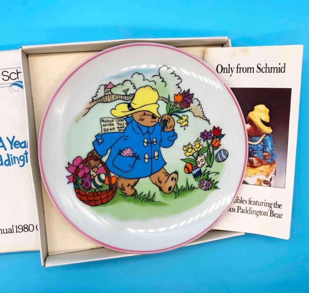 Vintage A Year With Paddington Bear EASTER Collector Plate Schmid 1980 w/ Box