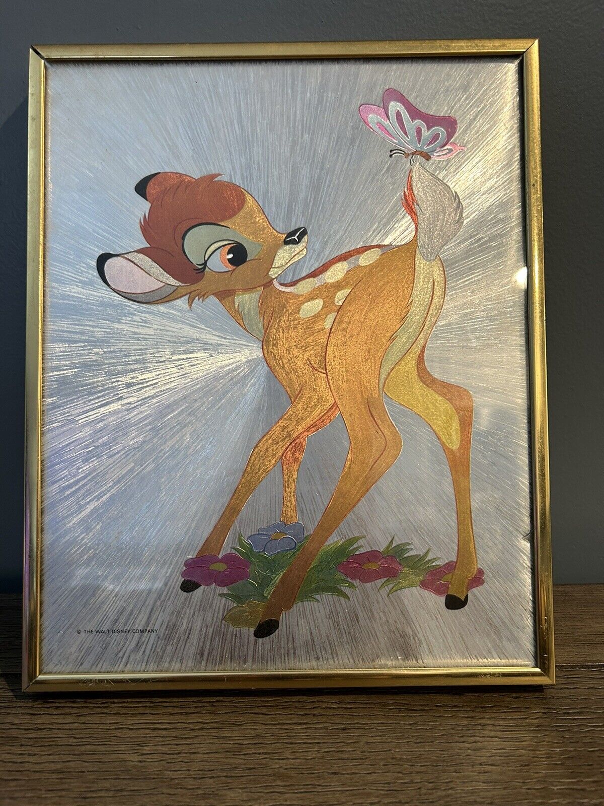 Vintage 1970’s Walt Disney Productions Foil Etched Bambi (Metal Frame)