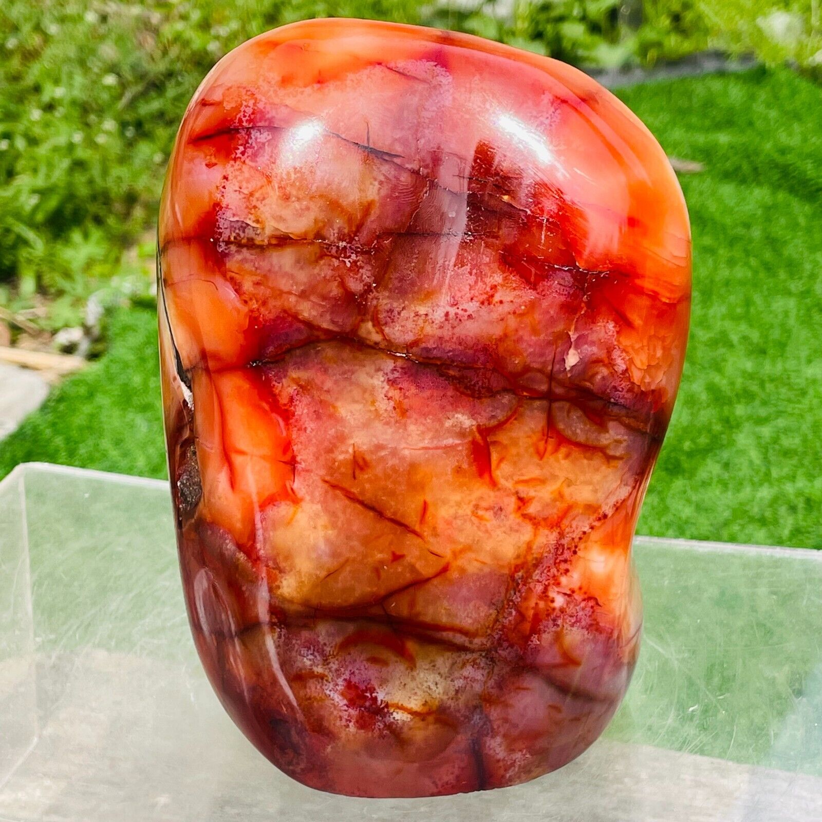 2450g Rare Natural Red agate Quartz Crystal Freeform Mineral Display Healing
