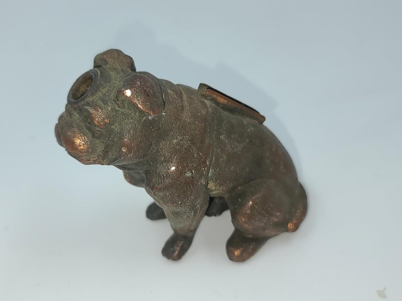 Ronson Art Metal Works Art Deco Striker Table Lighter Bulldog (Missing Striker)