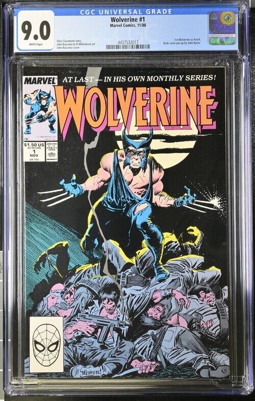 Wolverine #1 CGC 9.0,White Pages, 1st Wolverine as Patch, Claremont (1988)