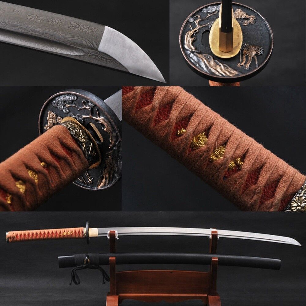 Handmade Folded Steel Katana Sharp Blade Japanese Samurai Swords Ready Battle#99