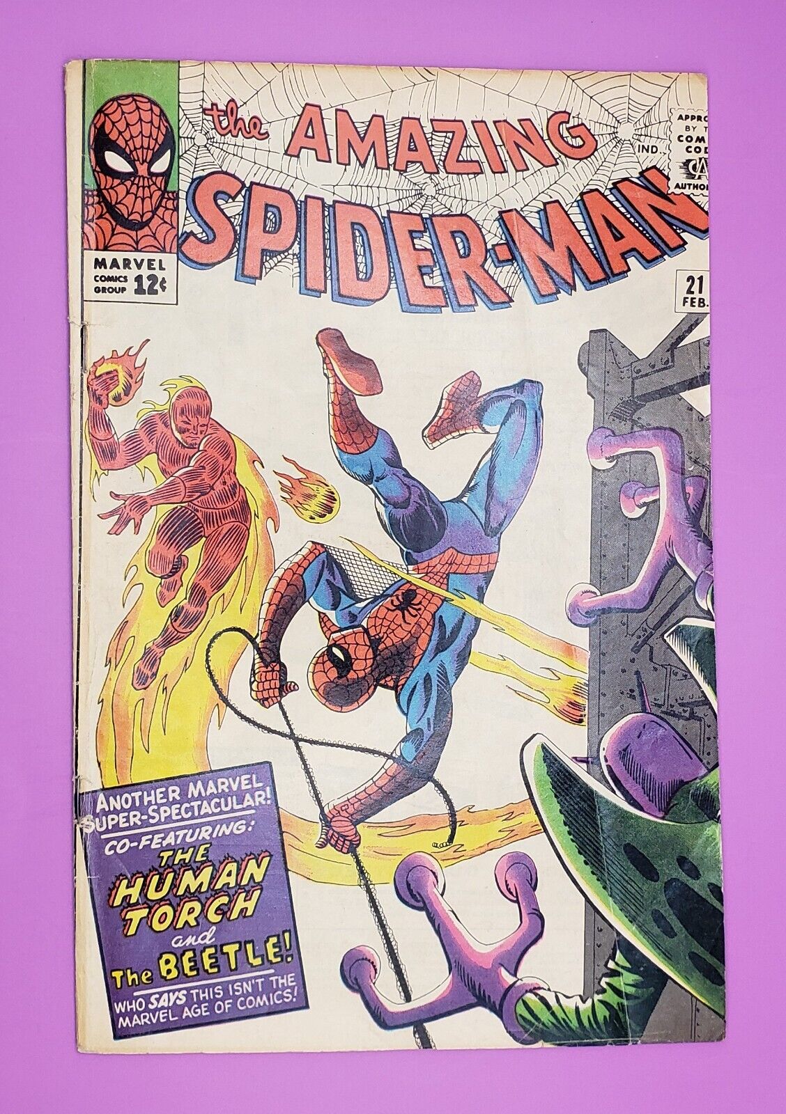Amazing Spider-Man #21 Marvel 1965 Human Torch & Beetle Appearance GD/VG