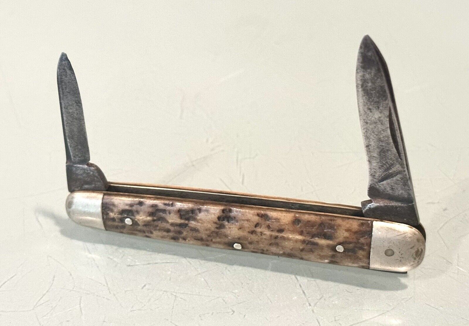 Vintage Antique T. Hessenbruch Co Phila Antler Stag 2 Blade Folding Pocket Knife