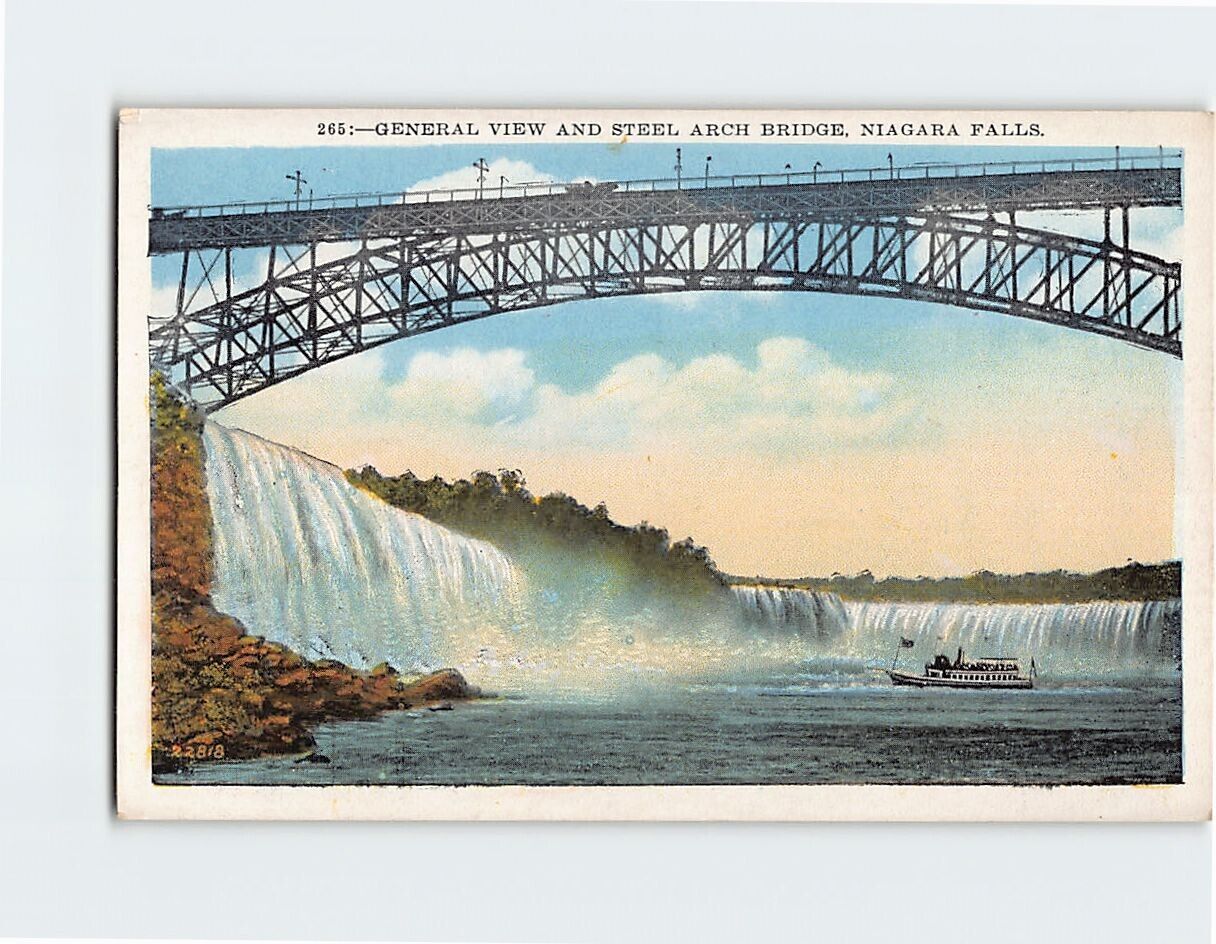 Postcard General View And Steel Arch Bridge Niagara Falls