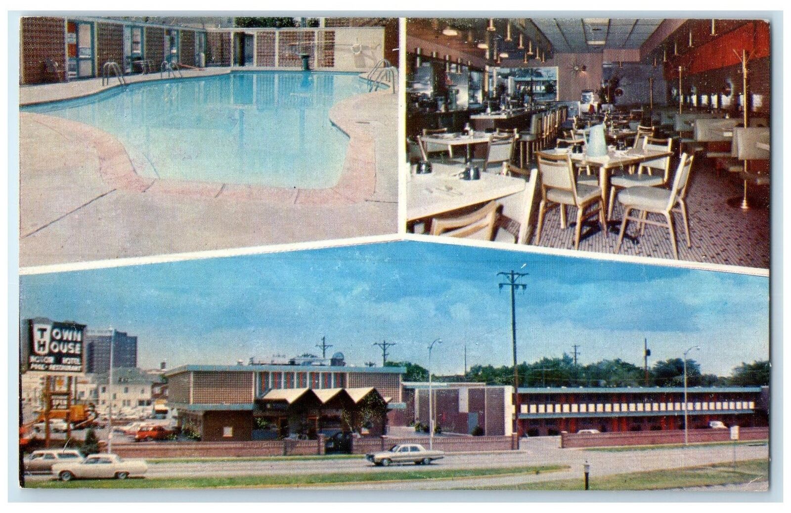 c1960\'s Town House Motor Motel Exterior Swimming Pool Wichita Kansas KS Postcard