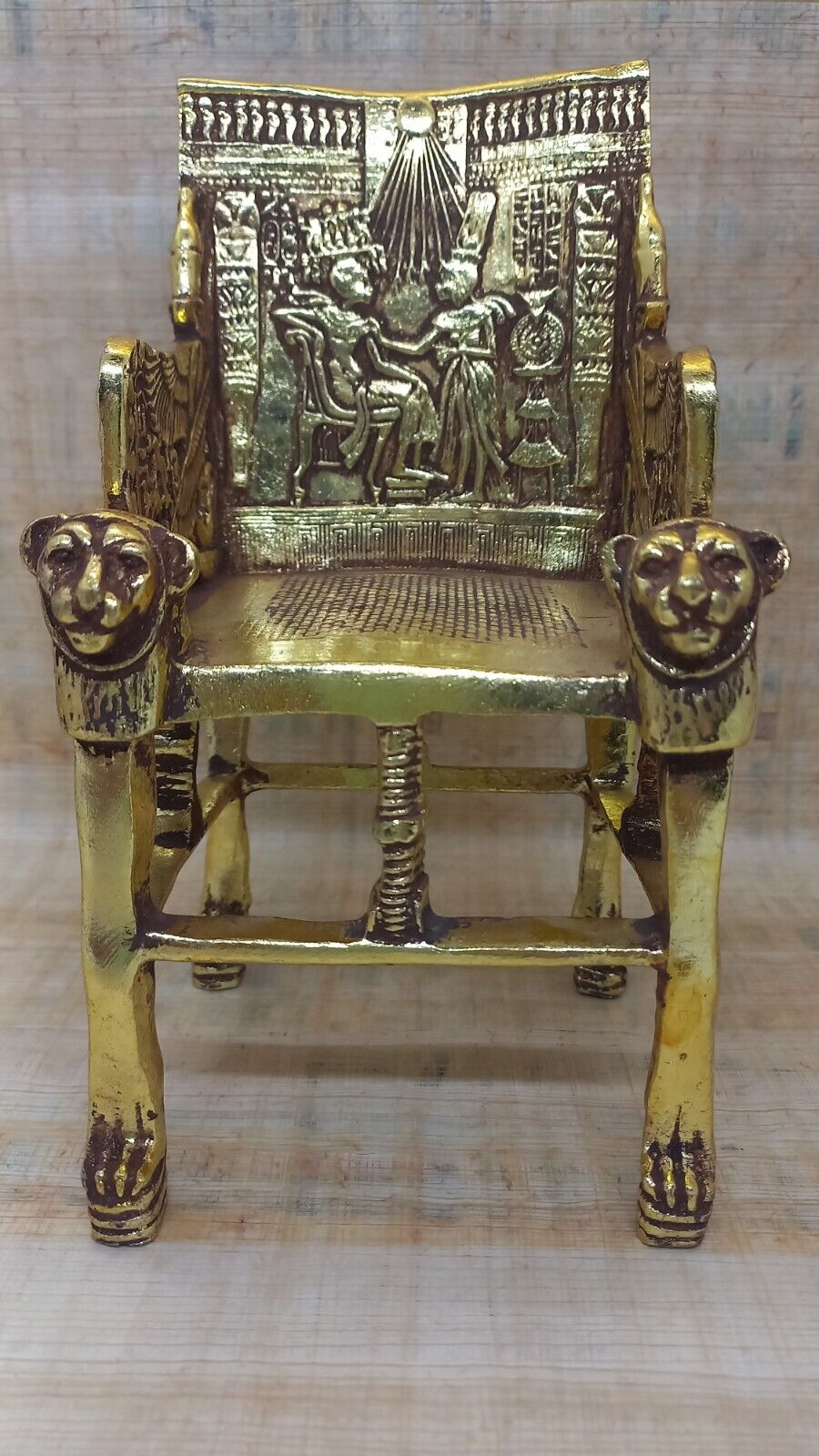 ANCIENT THRONE CHAIR OF PHARAONIC KING TUTANKHAMUN FROM EGYPTIAN ANTIQUITIES BC