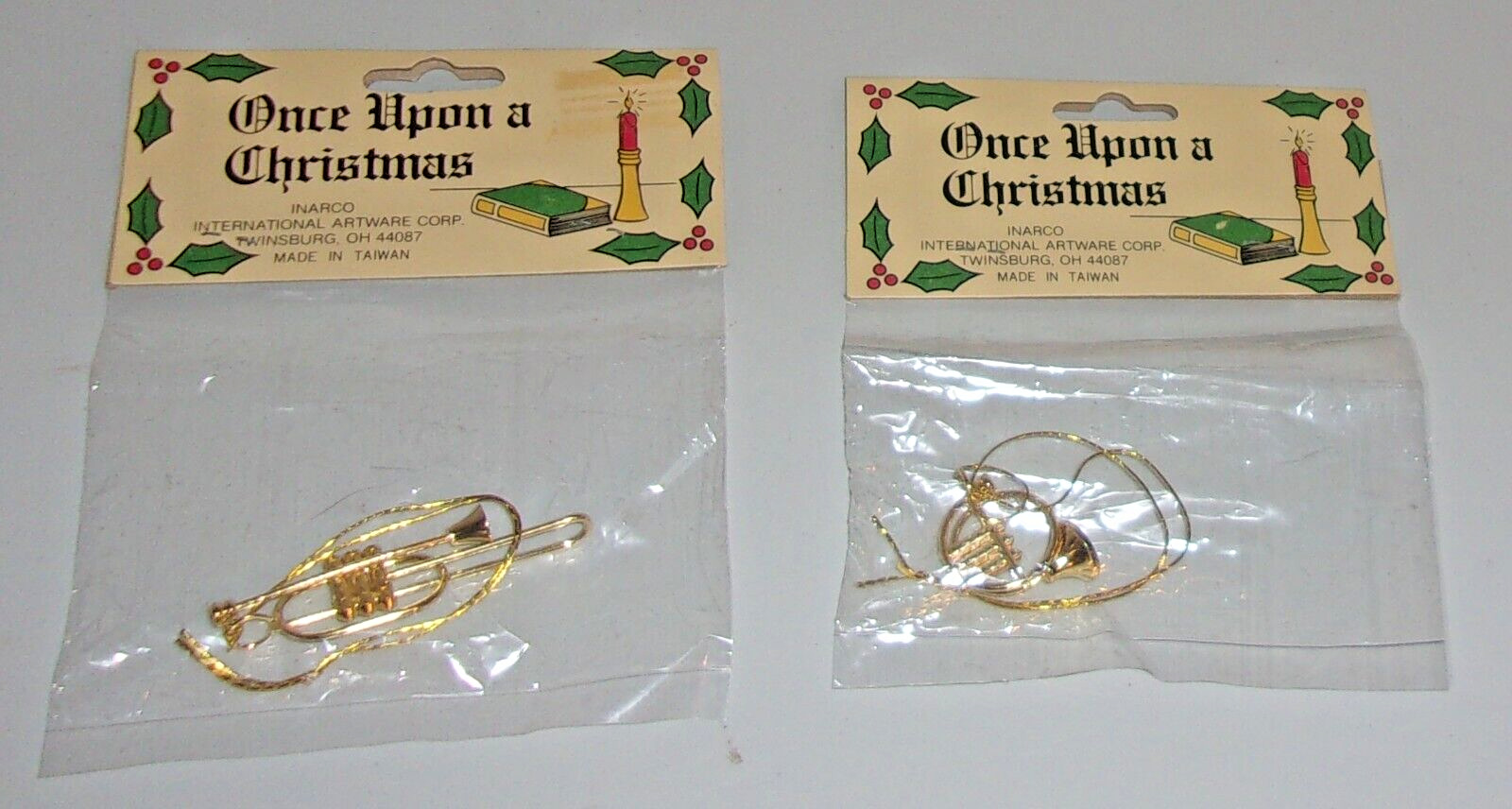 Once Upon A Christmas French Horn, Trombone Christmas Decorations, Vintage