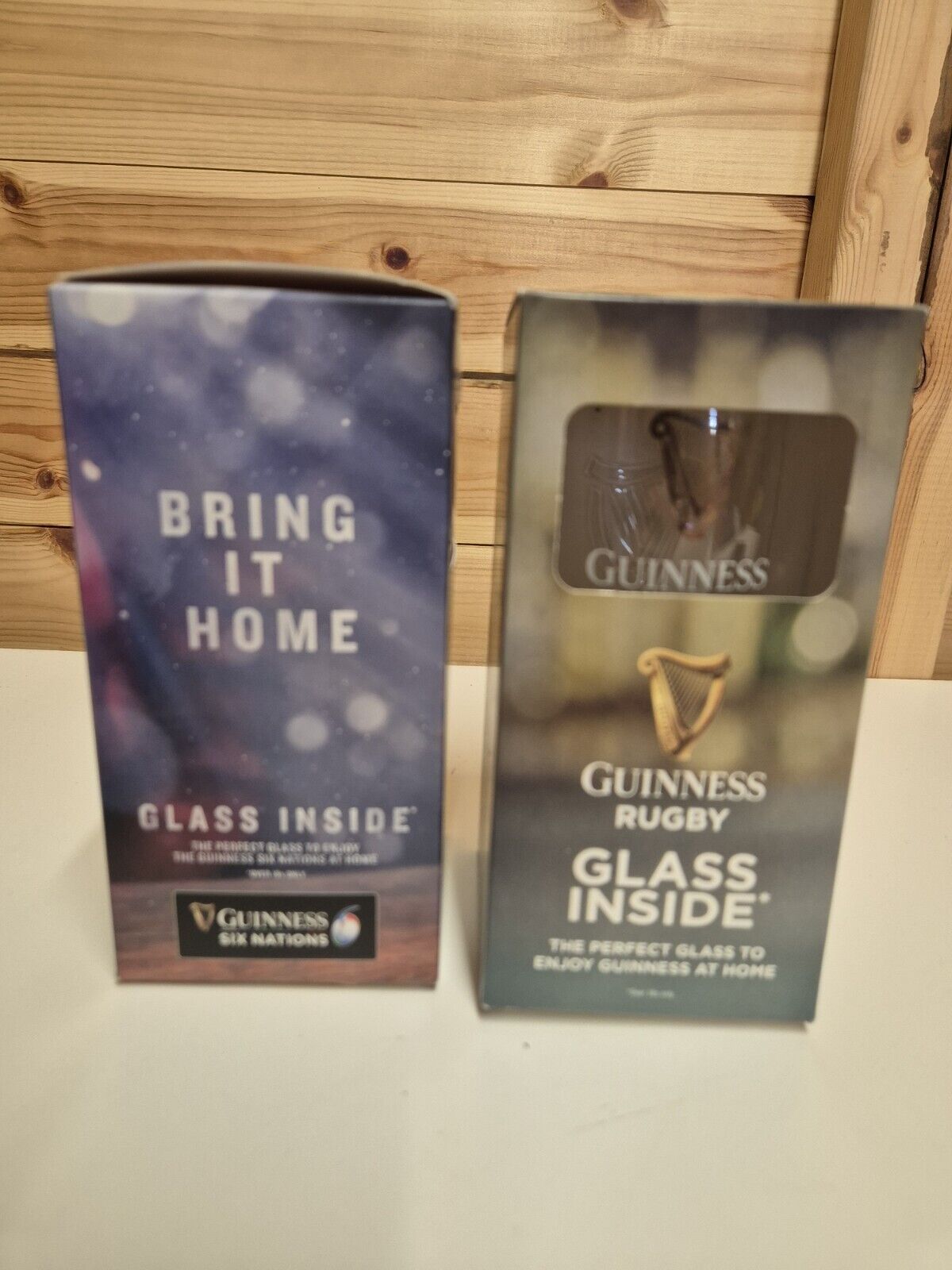 Guinness Half Pint Glass Pint/Beer Glasses Collectable Rugby 6 Nations X2