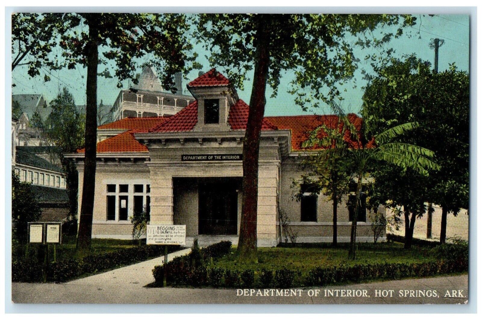 c1910's Department Of Interior Scene Street Hot Springs Arkansas AR Postcard