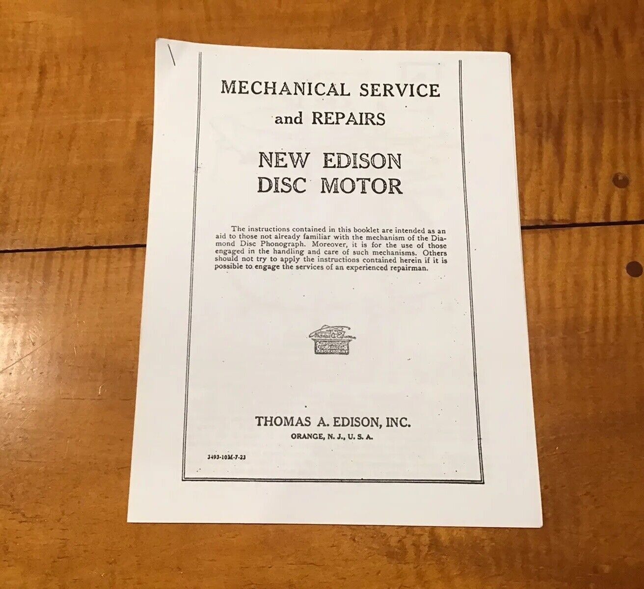 New Edison Diamond Disc Motor Phonograph Mechanical Service Repair Manual Guide