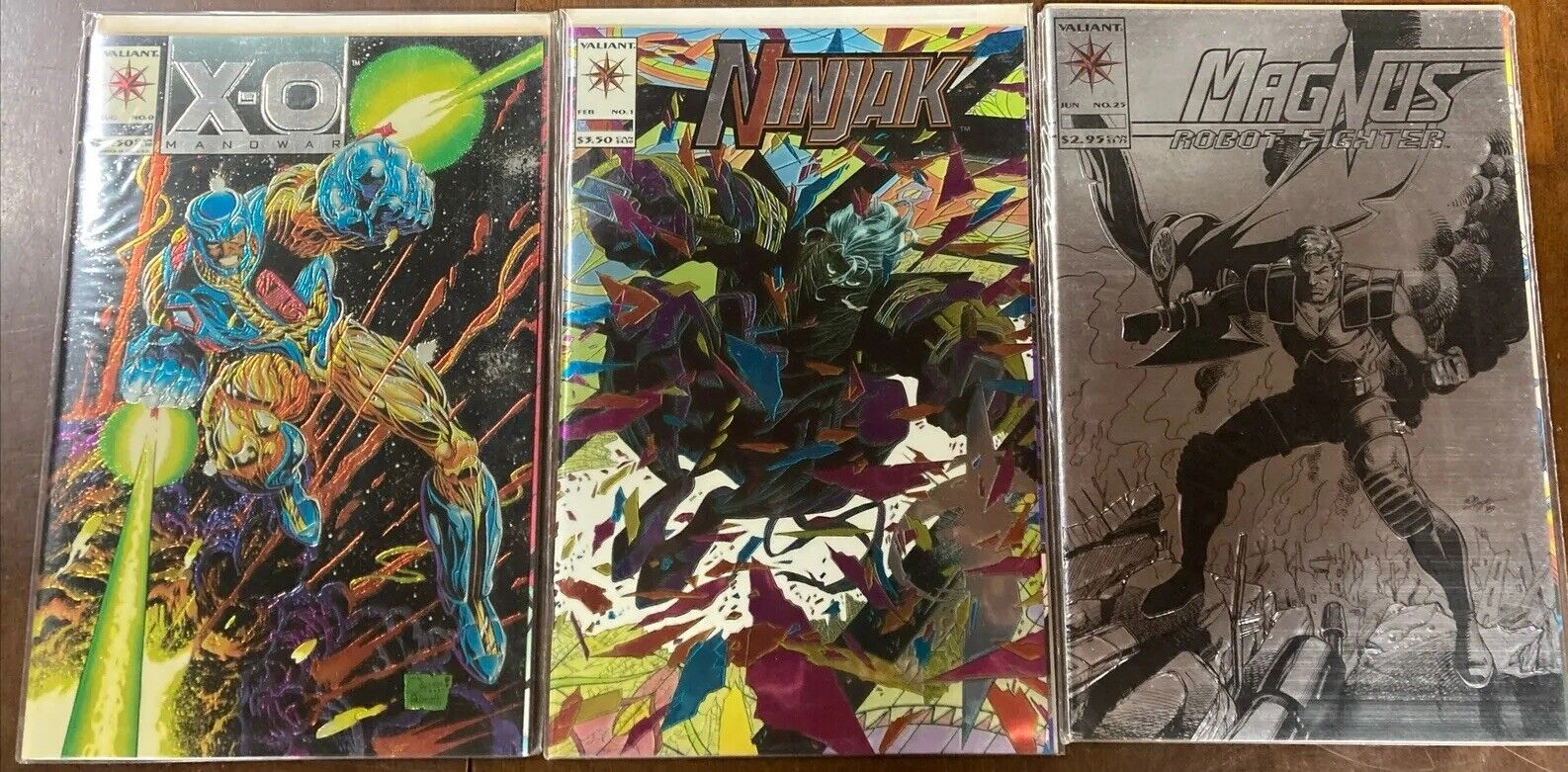 X-O Manowar 0 Ninjak 1 Magnus 25 Valiant Comics Foil Chromium Covers NM 3 Books