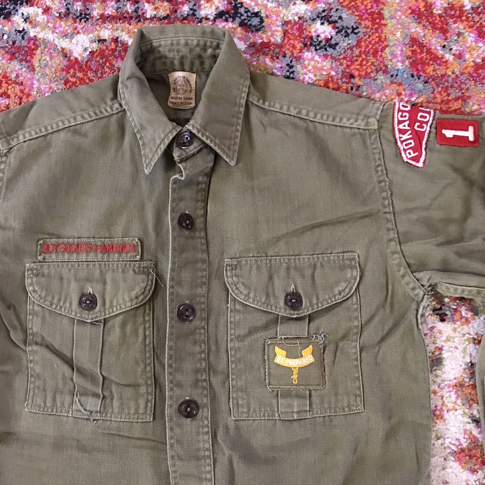 Vintage BSA Sanforized Shirt Pokagon Trails Boy Scouts 