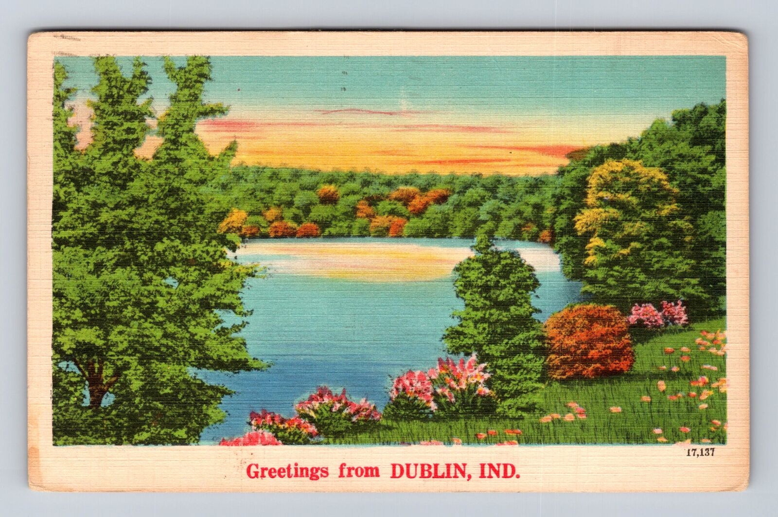 Dublin IN-Indiana, General Greetings, Scenic Lake View, Vintage c1950 Postcard