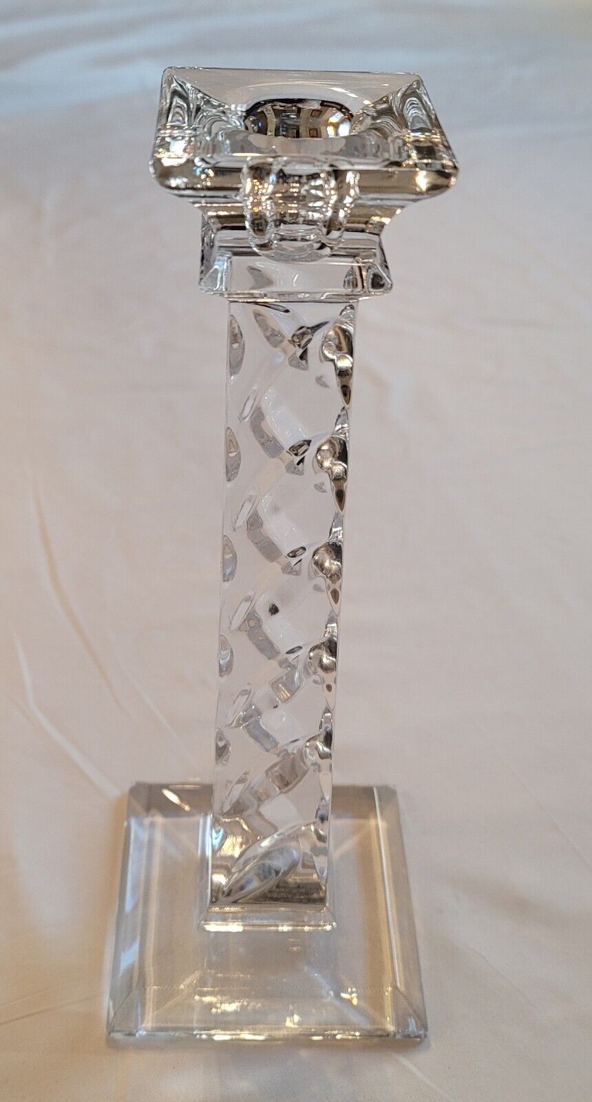 One Large Crystal Or Glass Candlestick 10 Inches Tall Very Heavy Cottagecore 