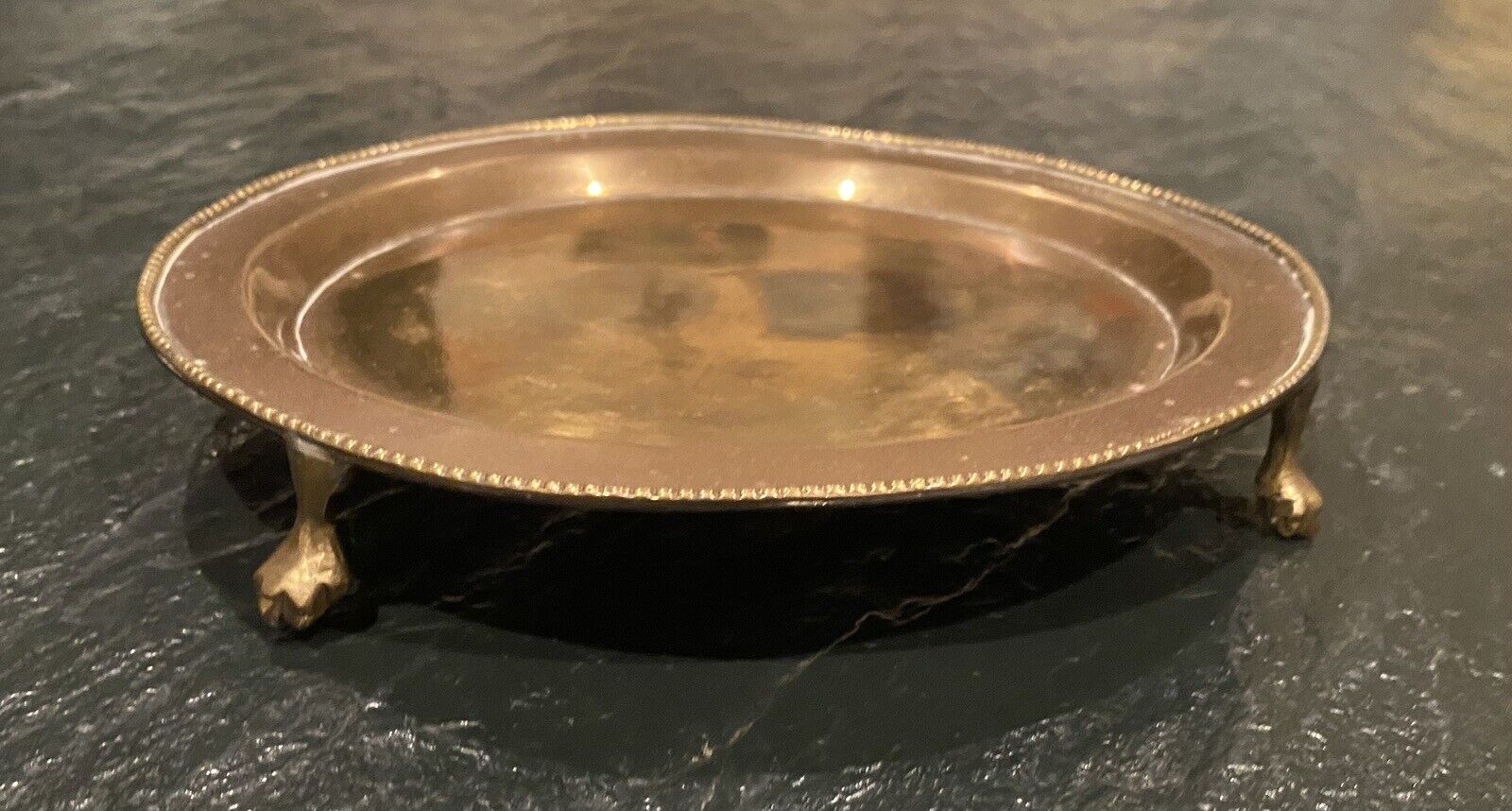 Vintage Mottahedeh Solid Brass Footed Tray Soap Dish 6.75\