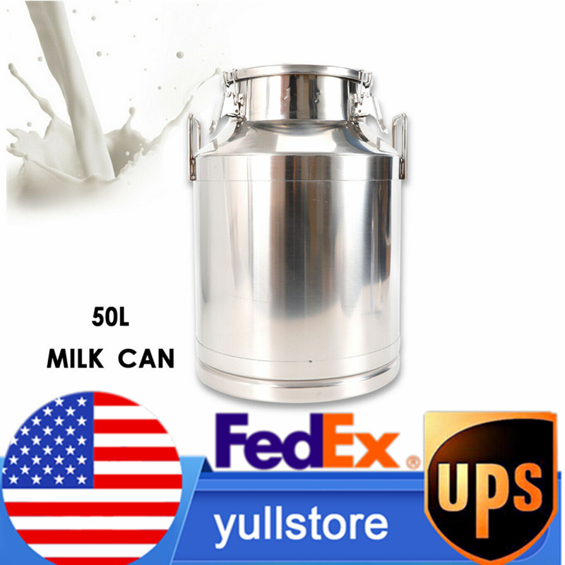 Stainless Steel Milk Can Wine Pail Milk Pot Barrel Canister Liquid Storage 50 L 