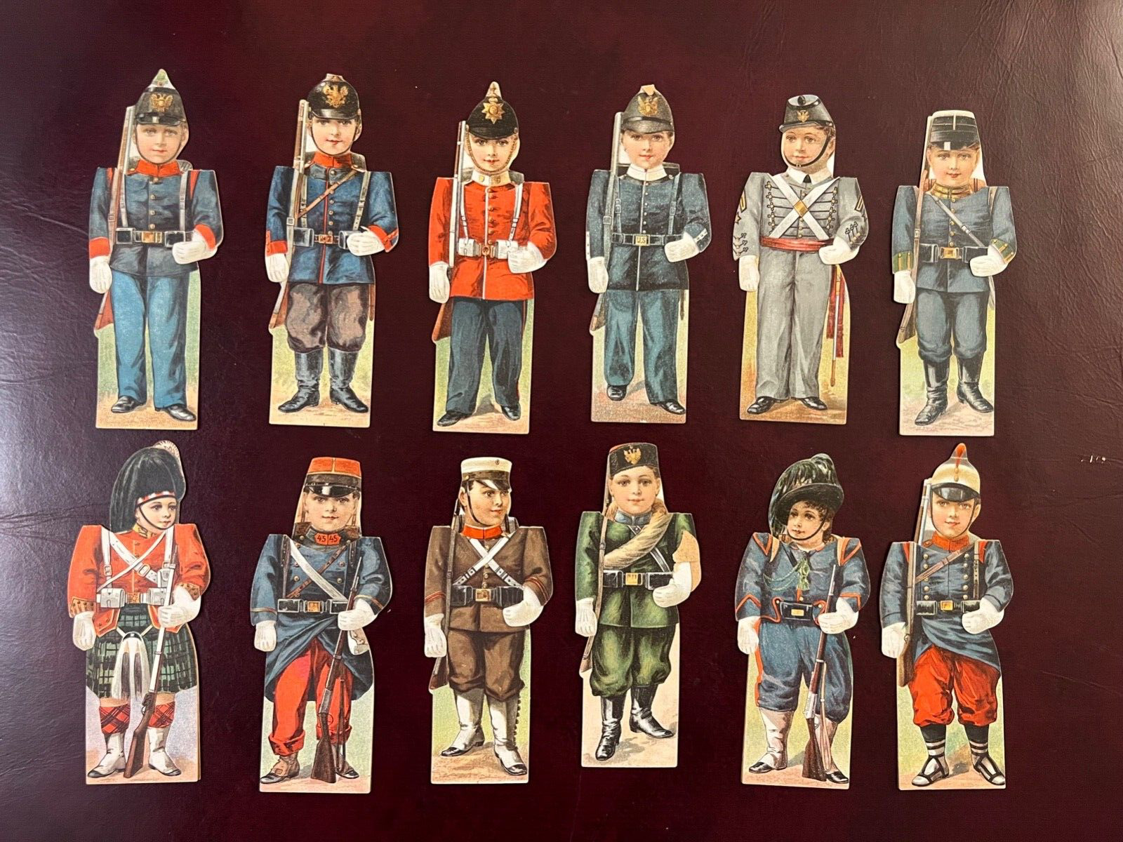 12 Antique Victorian Trade Card Clark's Soldier Boy Series Complete Set Cotton💗