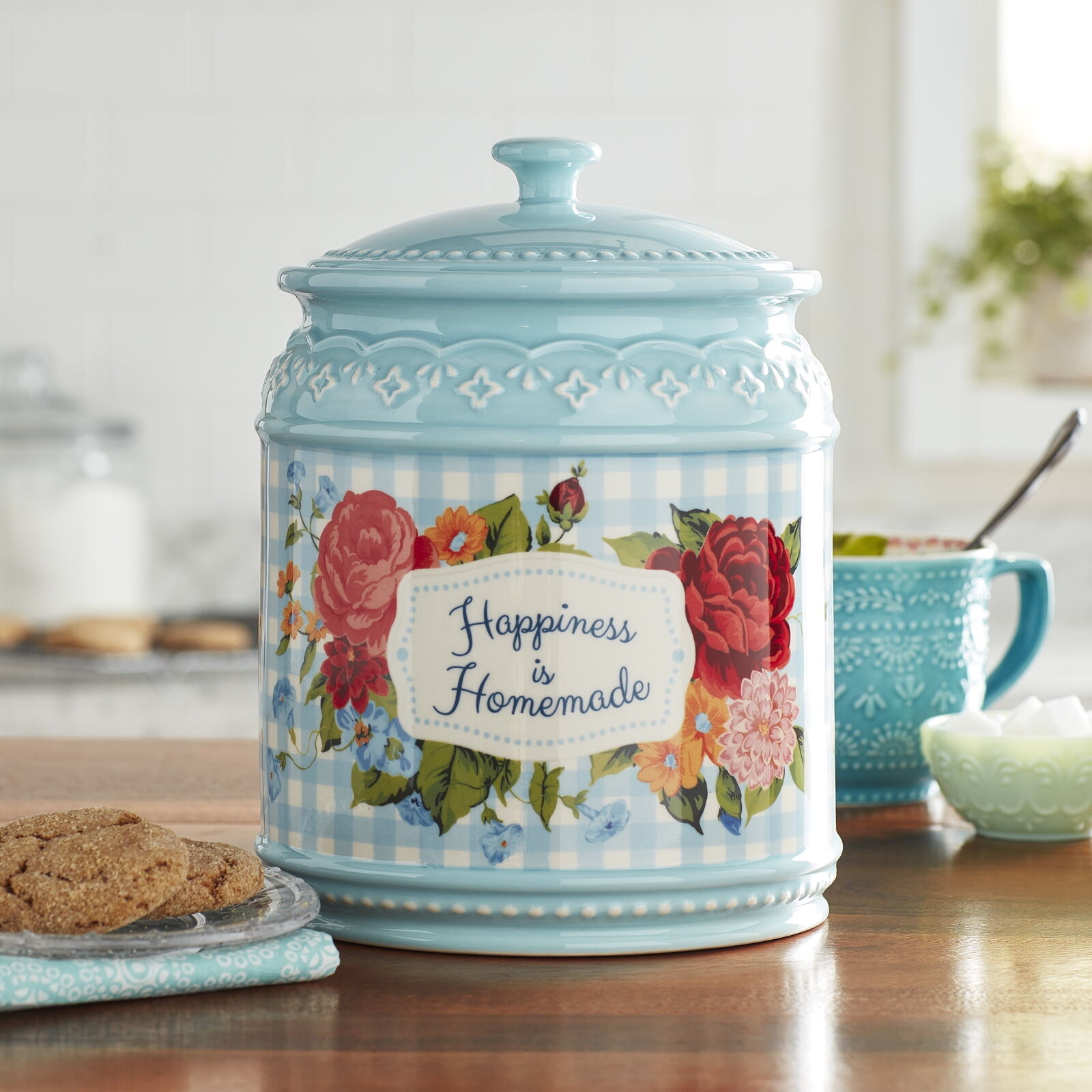 Vintage Homemade Stoneware Cookie Jar Biscuit Barrel Novelty Kitchen Storage