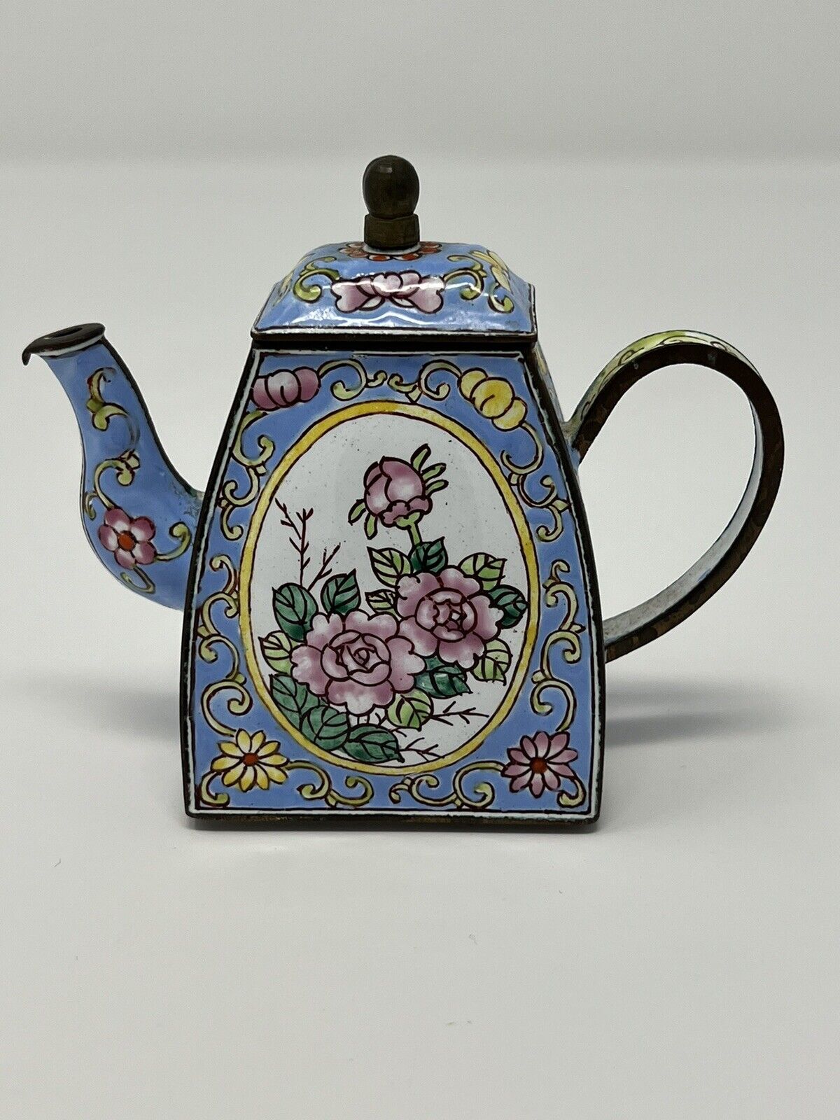 Kelvin Chen Flowers Enamel Miniature Teapot #33