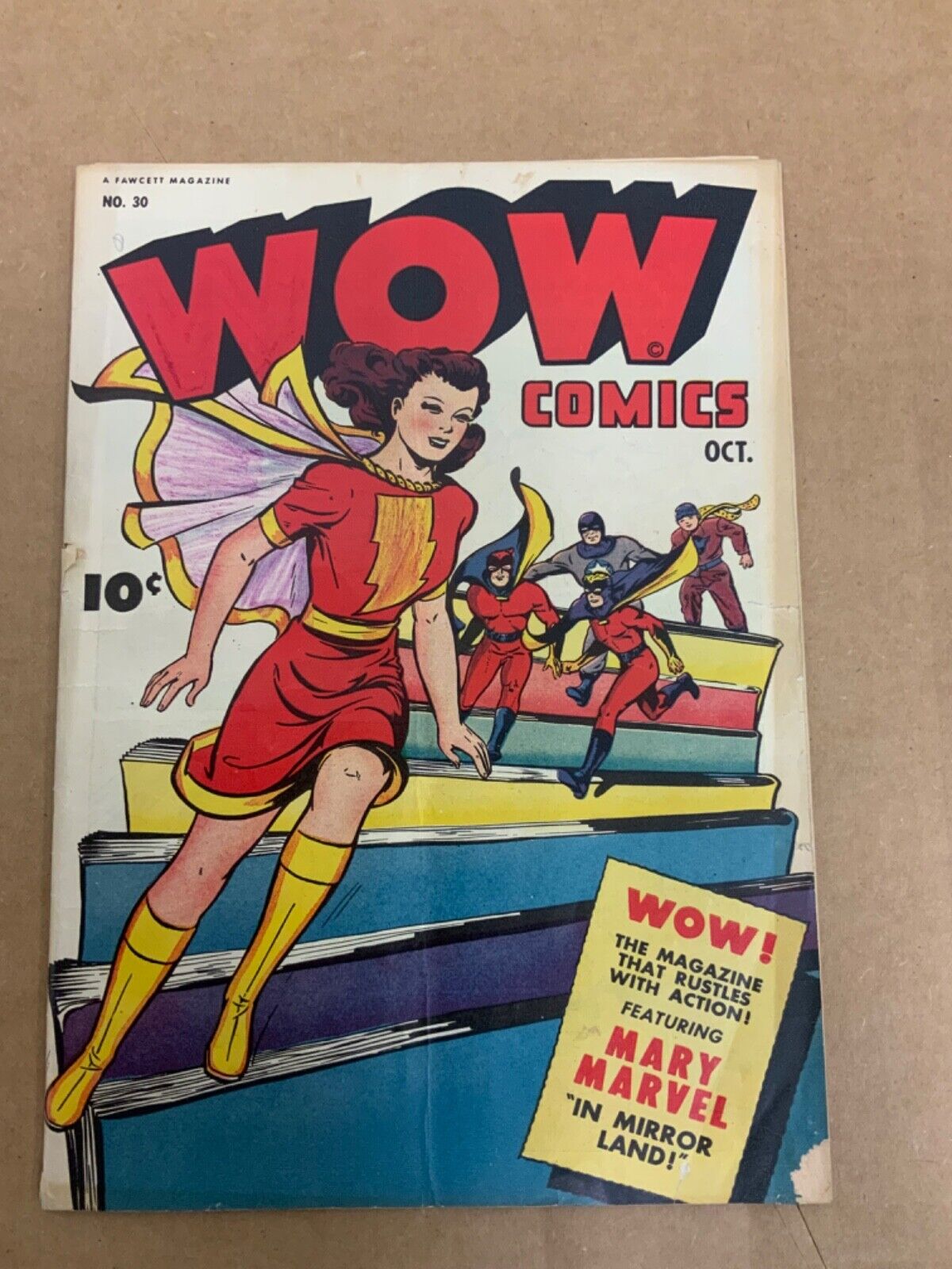 WOW Comics #30 MARY MARVEL 1944 WW2 WWII PSA RACIST PANELS OTTO BINDER FAWCETT