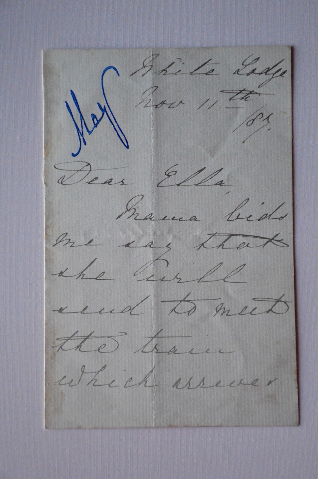 Queen Mary Letter as Princess Mary of Teck White Lodge 1887