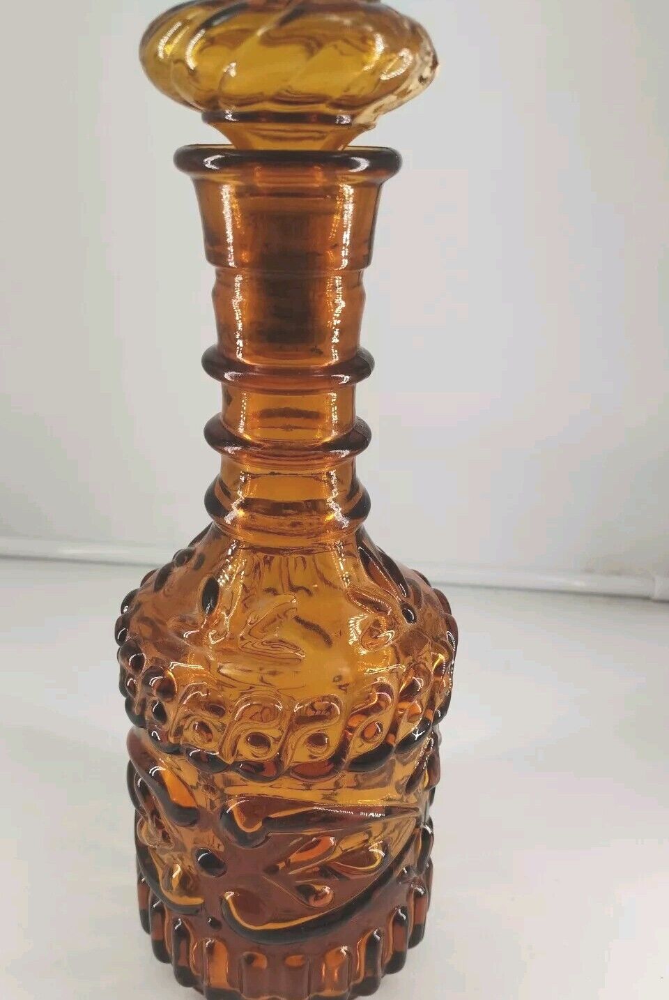 Vintage Amber Glass Jim Beam Decanter w/ Stopper 12\