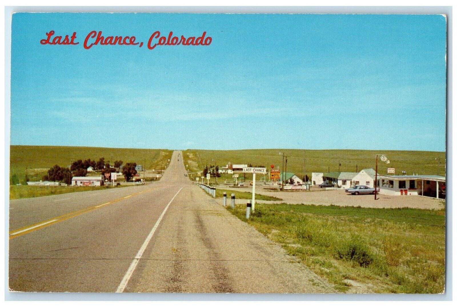 c1950\'s US Highway 36 Motel Cars Scene Last Chance Colorado CO Vintage Postcard