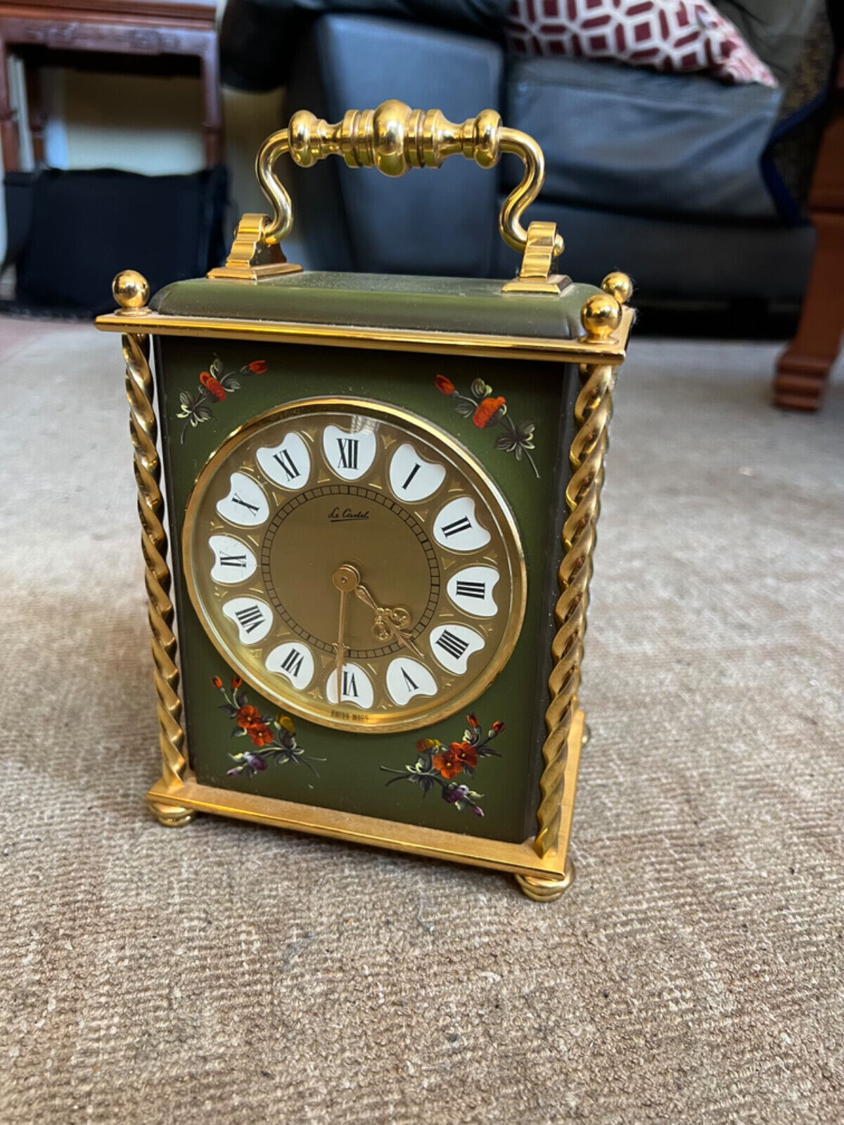 Le Castel Carriage Clock * Swiss Made  * Hand Painted  
