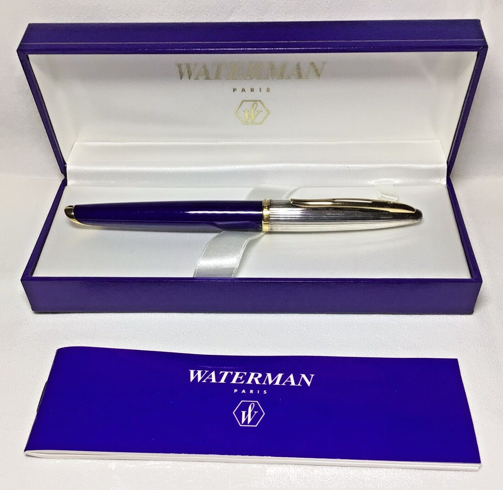 Waterman Carene Blue Laquuer/Silver RollerBall Pen In It\'s Original Box #41202-W