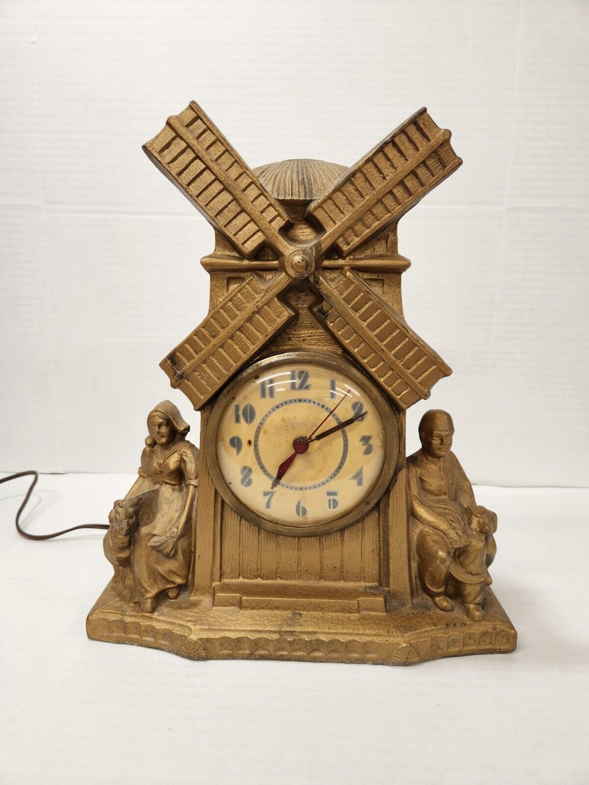 Vintage Admiral Windmill Novelty Gibraltar Clock Cast Metal Model 270 No Working